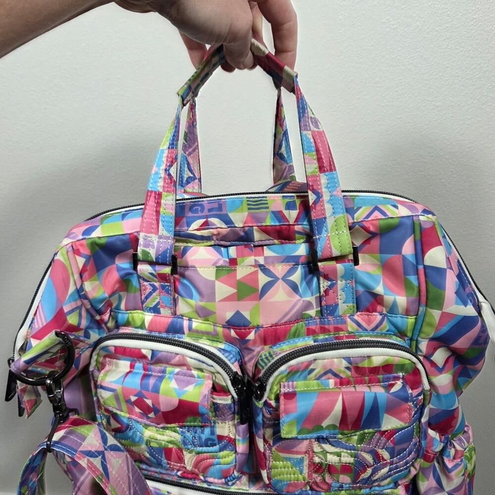 Lug Via Convertible Geometric Multicolor Jumper Backpack Crossbody Travel Bag - Picture 11 of 12